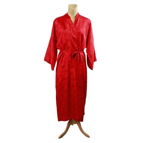 Red Kimono Style Embroidered Robe - Picture 14 of 15